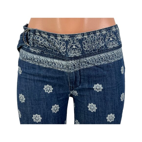 Free People Bohemian Printed Bell Bottom Flare Jeans - Picture 13 of 16